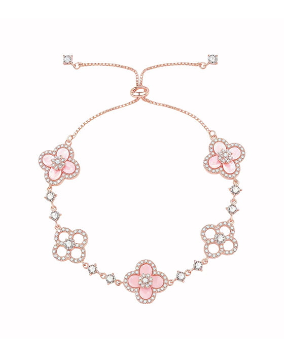 Ring & Armband Roze Schelp Klavertjevier