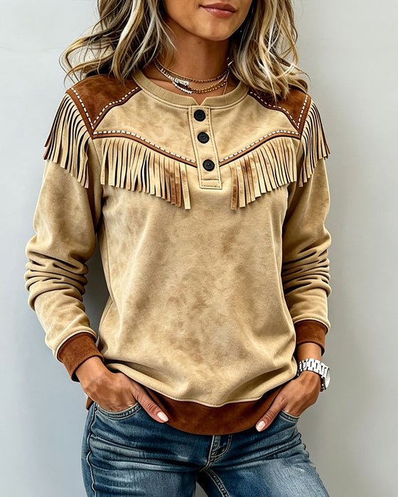 Top Stijlvol Franje Casual Lange Mouw