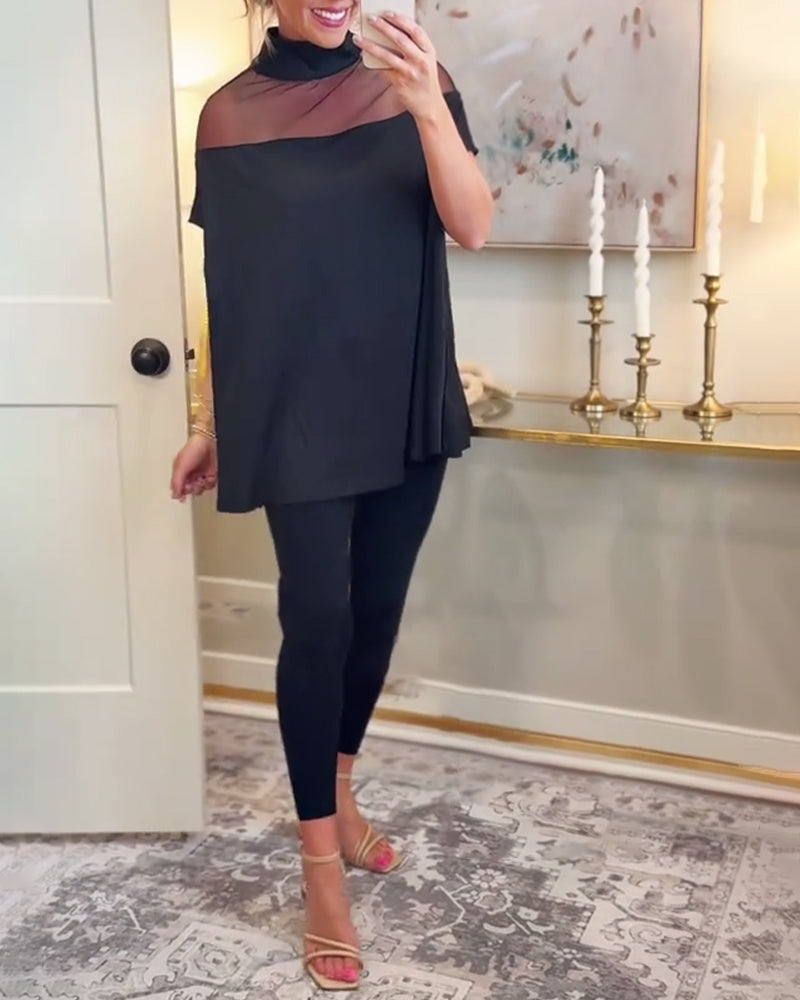 T-shirt stijlvol mesh patchwork elegant