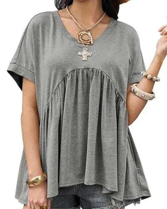T-Shirt V-Hals Geploooid