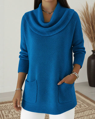 Pullover Col Sjaal Lange Mouwen