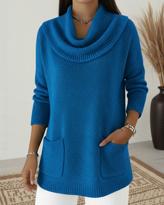 Pullover Col Sjaal Lange Mouwen