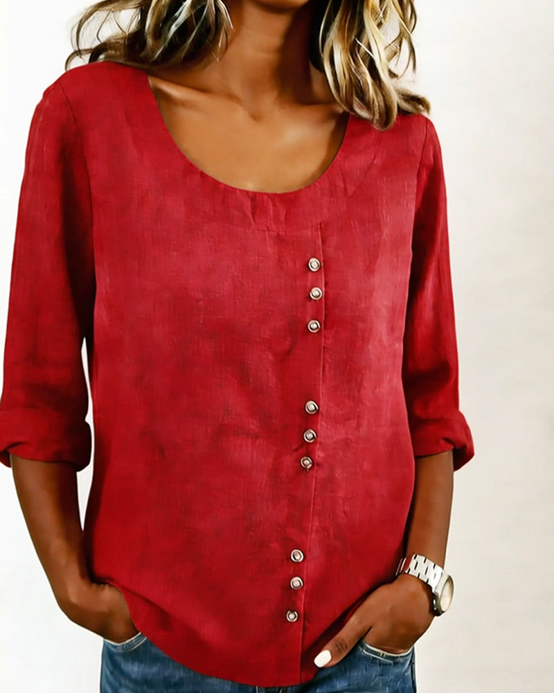 Top Ronde Hals Lange Mouw