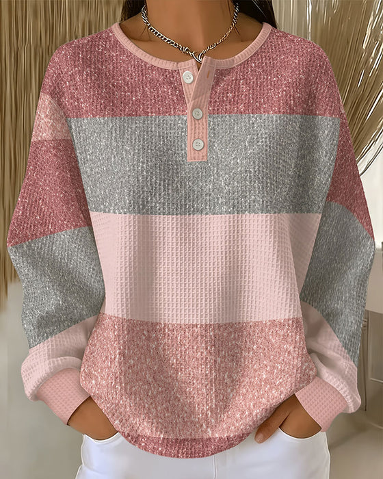 Sweatshirt Knoop Ronde Hals Kleurblok