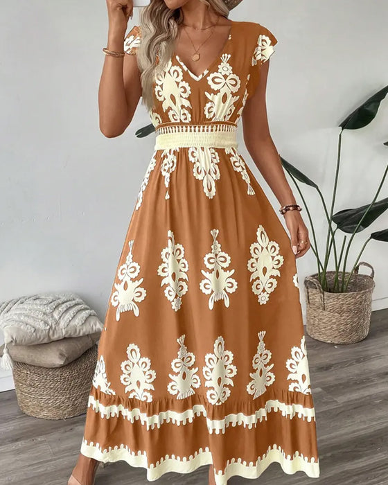 Casual Jurk V-Hals Met Print