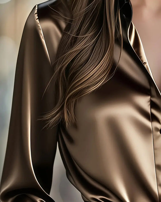 Shirt Fashionable Zakelijk Satijn Kleurblok