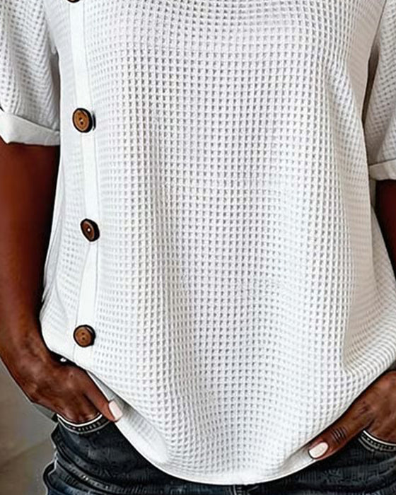 Blouse Wafel Textuur Zij Knoop