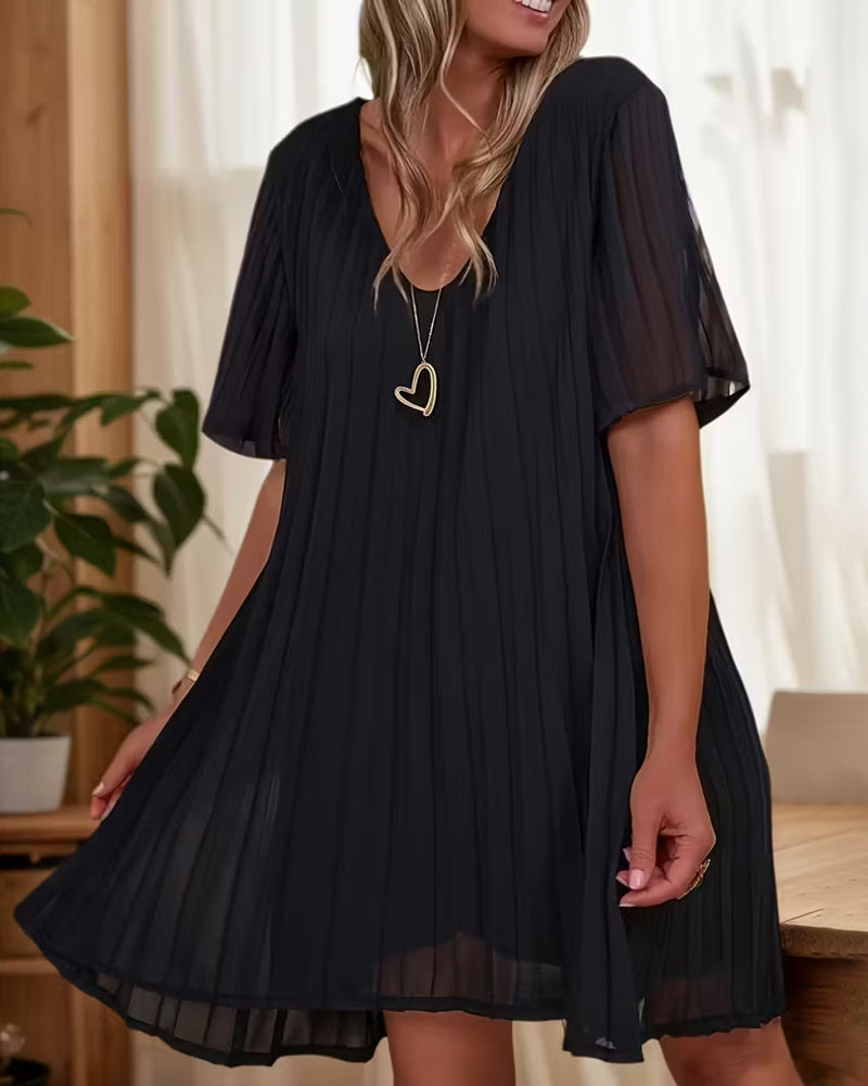 Jurk Accordeon Geplooid Korte Mouw