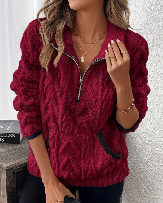 Sweatshirt Half-Rits Fleece Grote Zak