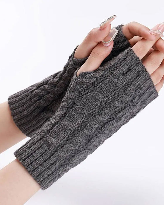 Kabelgebreide Vingerloze Handschoenen
