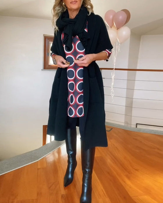 Casual effen kleur vest met halve mouw en zak