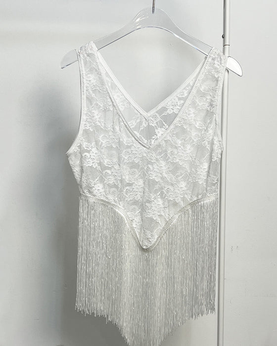 Tanktop Sexy Kant Spaghettibandjes Franje