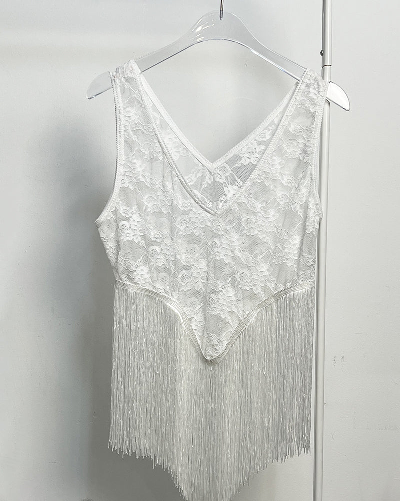 Tanktop Sexy Kant Spaghettibandjes Franje