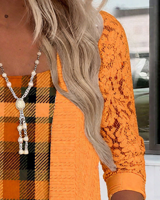 Top Met Faux Twee-Delige Ruitjeslook