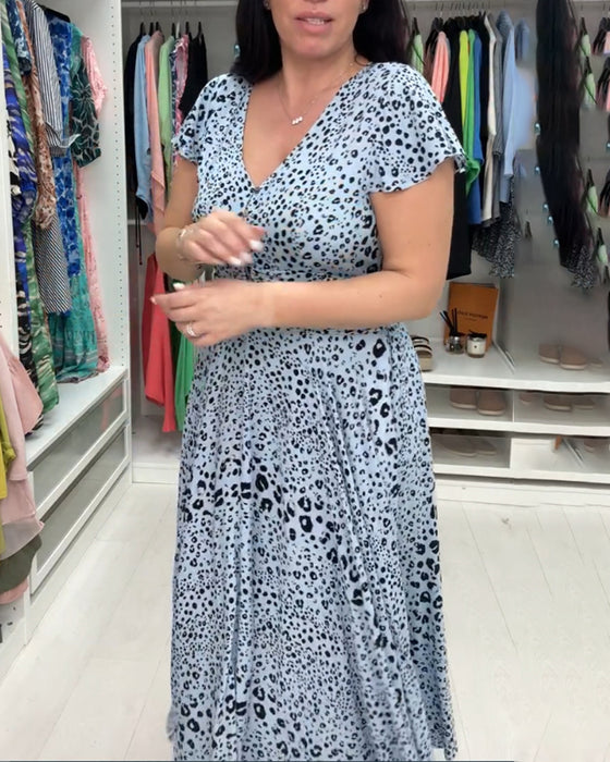 Korte Mouw Jurk met V-Hals