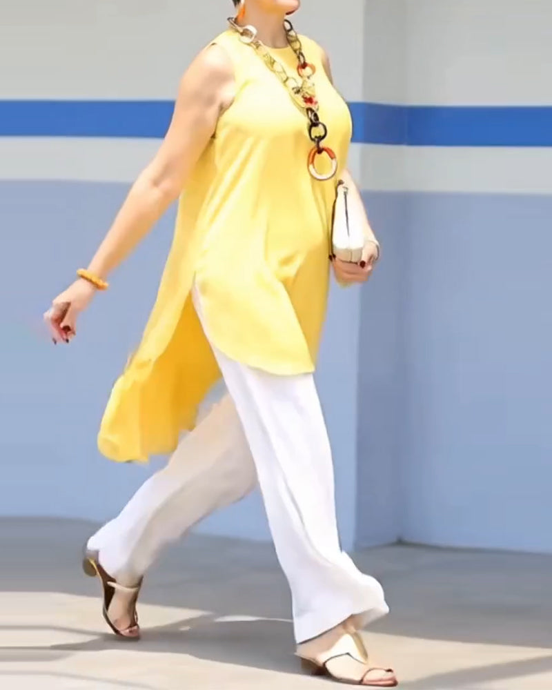 Blouse Mouwloos Asymmetrisch Vloeiend