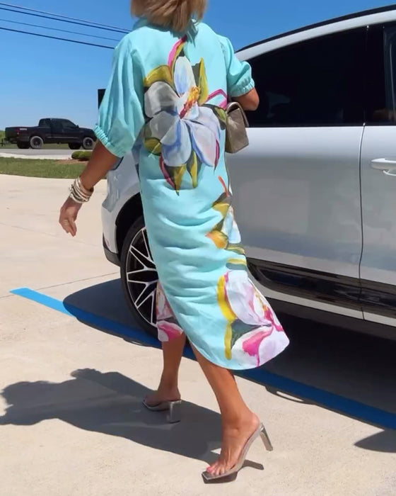 Losse casual jurk met bloemenprint