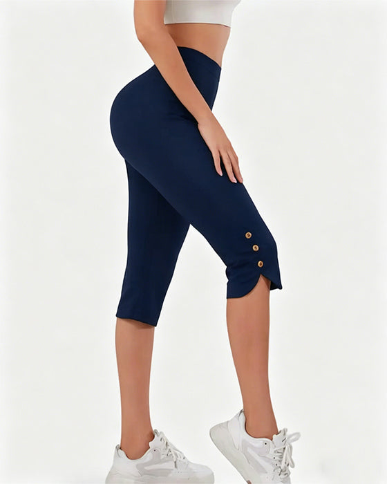 Leggings Effen Slim-Fit Ingekort