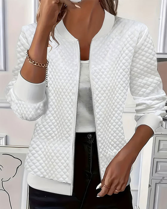 Jas Diamantgequilt Staande Kraag Rits