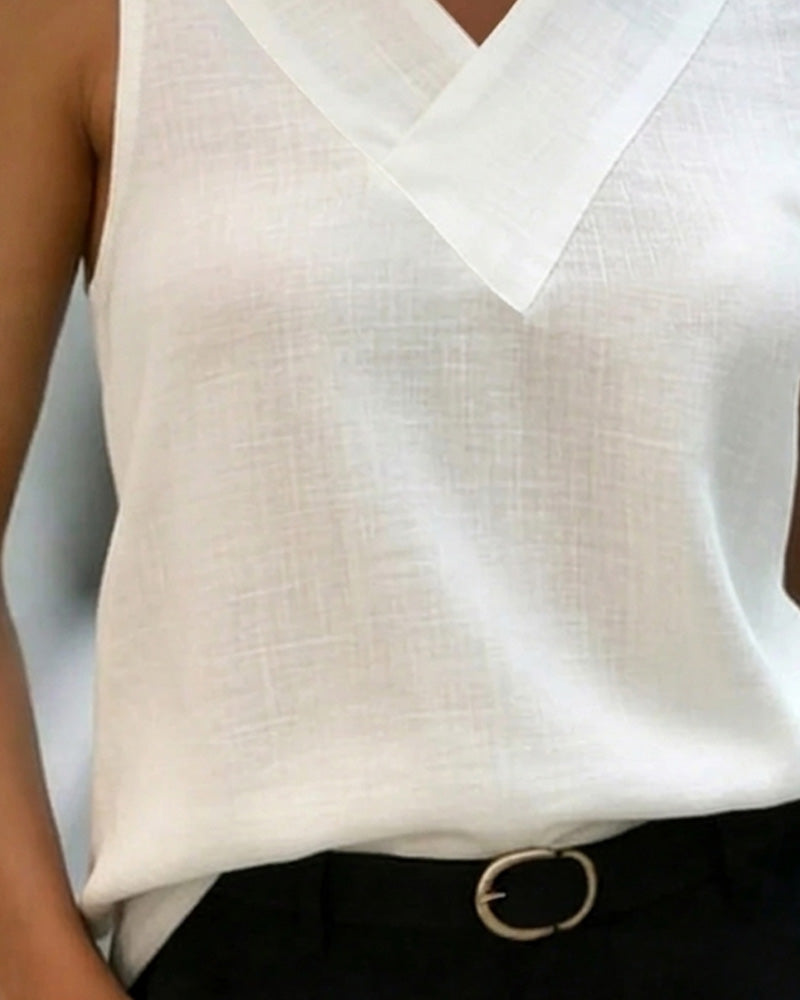 Tank Top Mouwloos V-Hals Kruis