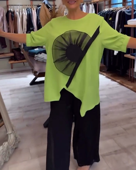 T-Shirt Bloemenprint Korte Mouwen Casual