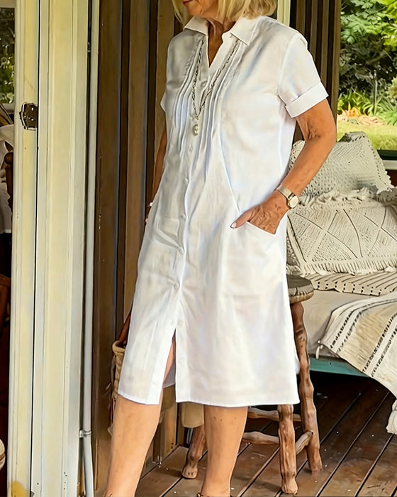 Overhemdjurk Effen Kleur Geknoopt Korte Mouwen