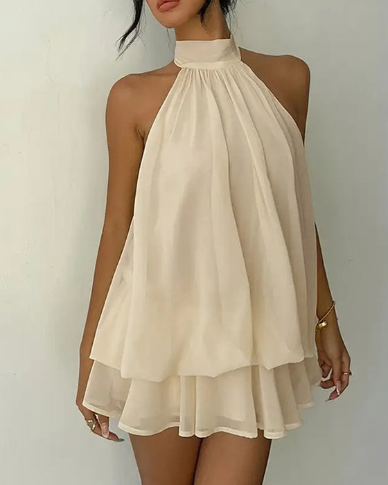 Jurk Halsband Chiffon Mini