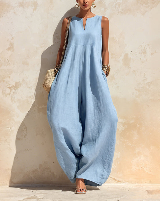 Jumpsuit Kleine V-Hals Wijd