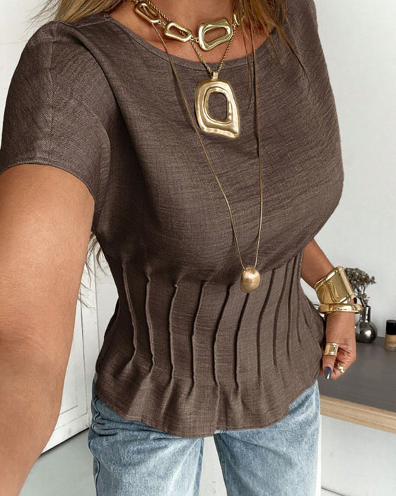 Blouse Geplooid Korte Mouw
