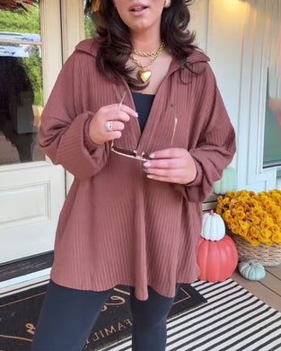 T-shirt casual effen kleur los lange mouwen