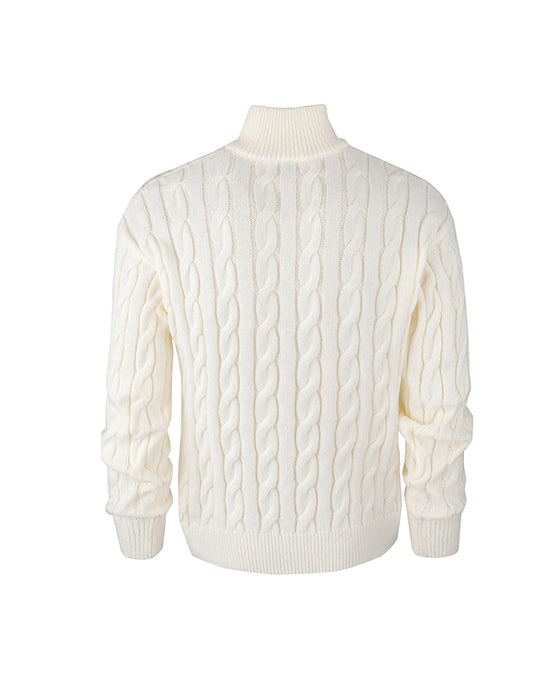 Herenpullover Effen Kleur Vlechtpatroon Rits
