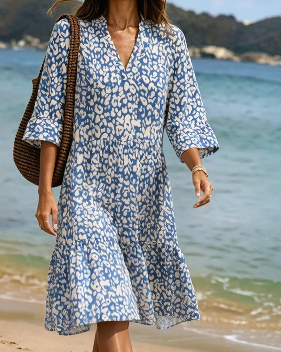 Jurk Ruffle V-Hals Luipaard