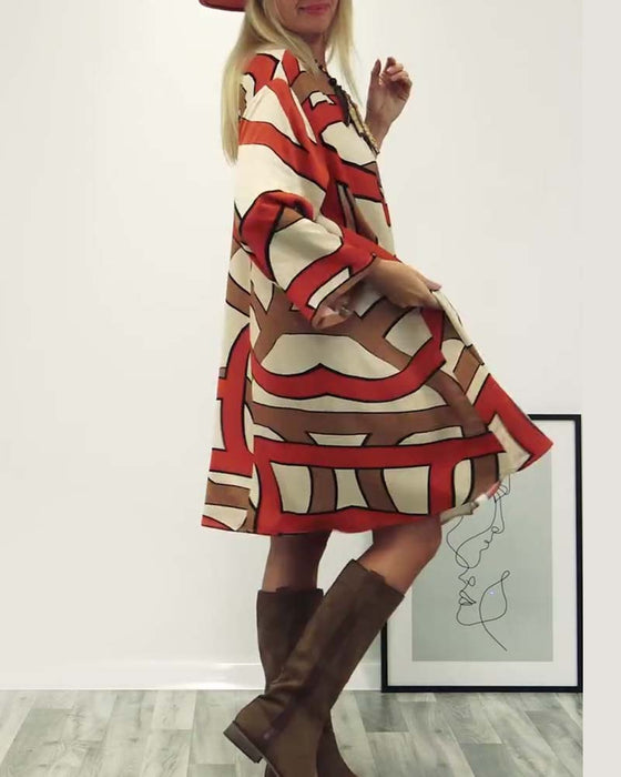 Jurk met ronde hals en print