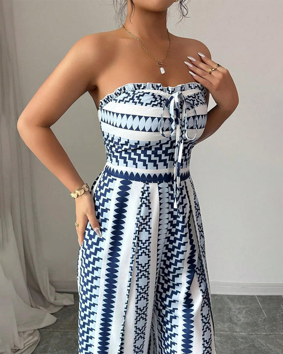 Jumpsuit Geometrisch Bandeau Split Breed Been