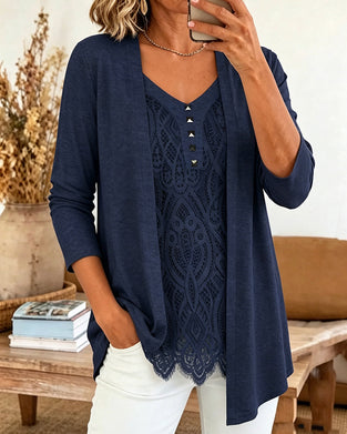 Blouse Fake Twee Delen Kant Patchwork