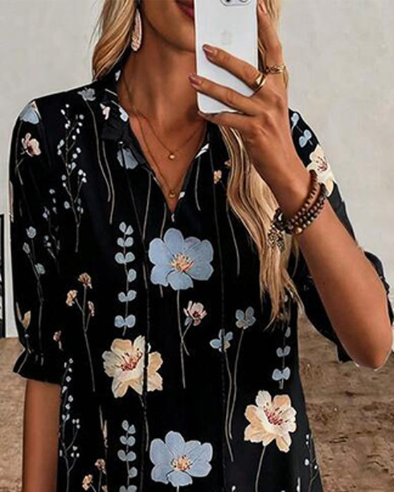 Jurk Bloemen Knoopsgat Maxi