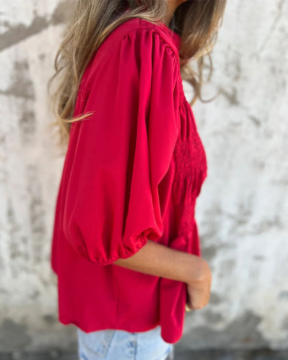 Blouse Casual Mode Korte Mouwen Effen