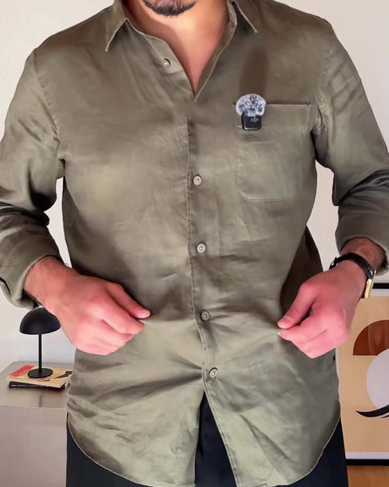 Overhemd Heren Met Kraag Zak