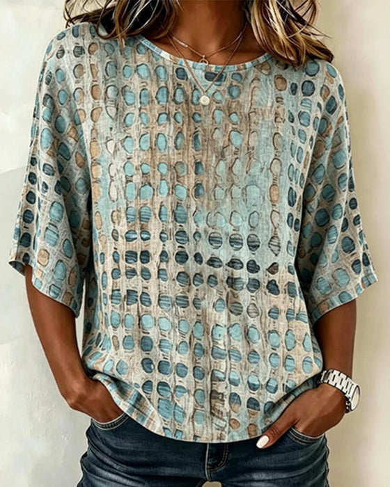 Blouses Ronde Hals Korte Mouw Polka Dot
