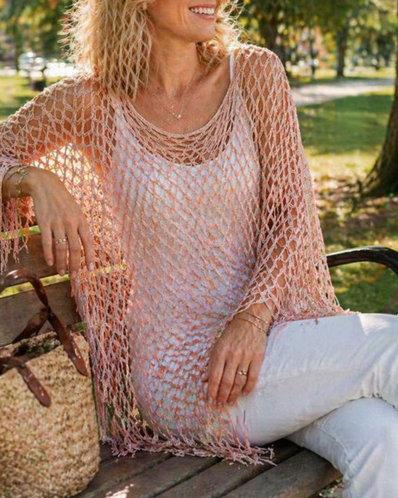 Pullover Franje Mesh Uitgesneden