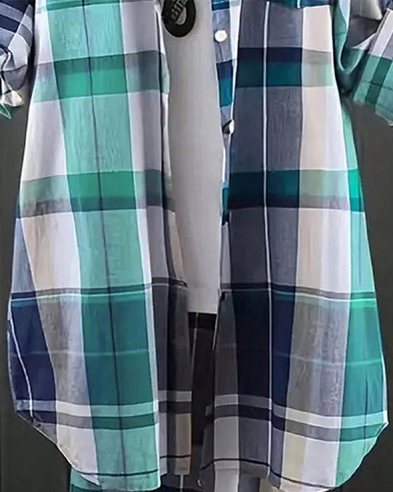 Overhemd Casual Geruit Contrast