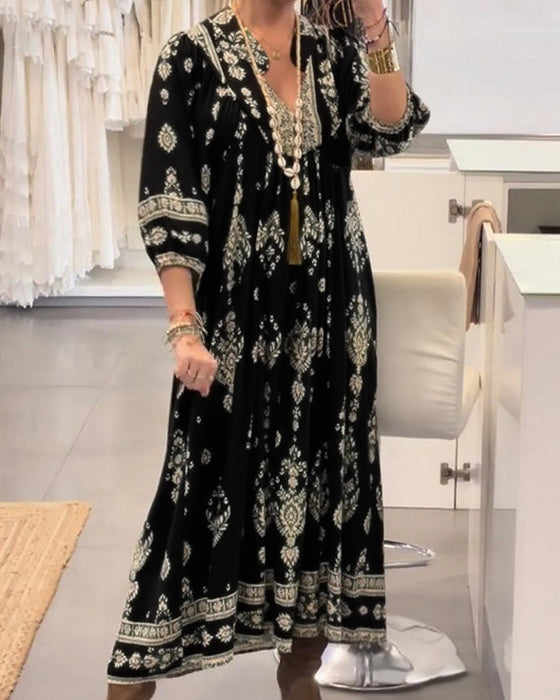 Casual jurk met print en losse zakken