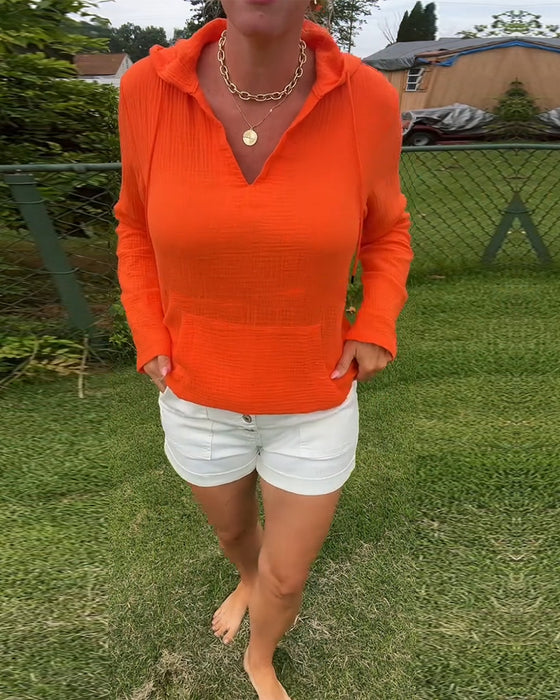 Blouse Effen Kleur Met Zak Mode