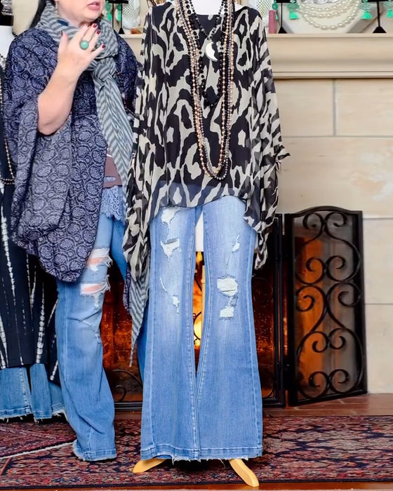 Blouse Vleermuismouw Print Lange Mouw