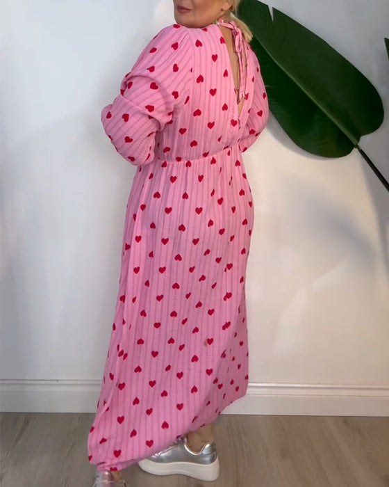 Jurk Elegant V-Hals Hartprint