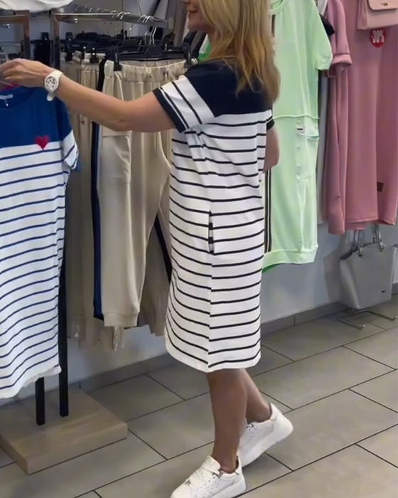 Jurk Ronde Hals Casual Gestreept