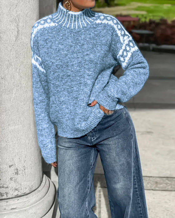 Trui Hoge Hals Gepatroneerd Contrast