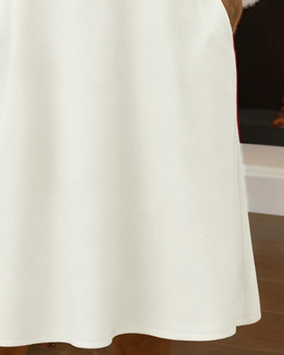 Jurk Met V-Hals En Pluizig Contrast