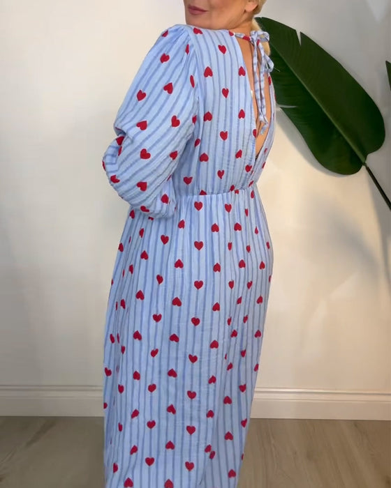 Jurk Elegant V-Hals Hartprint