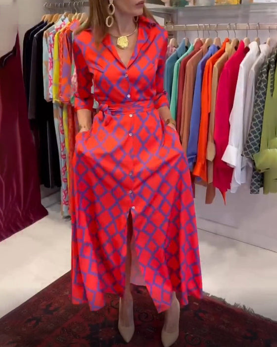 V-hals 3/4 mouwen Shirtjurk